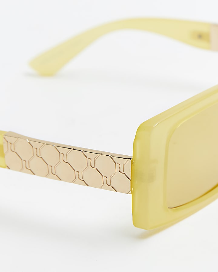 Yellow rectangular frame sunglasses