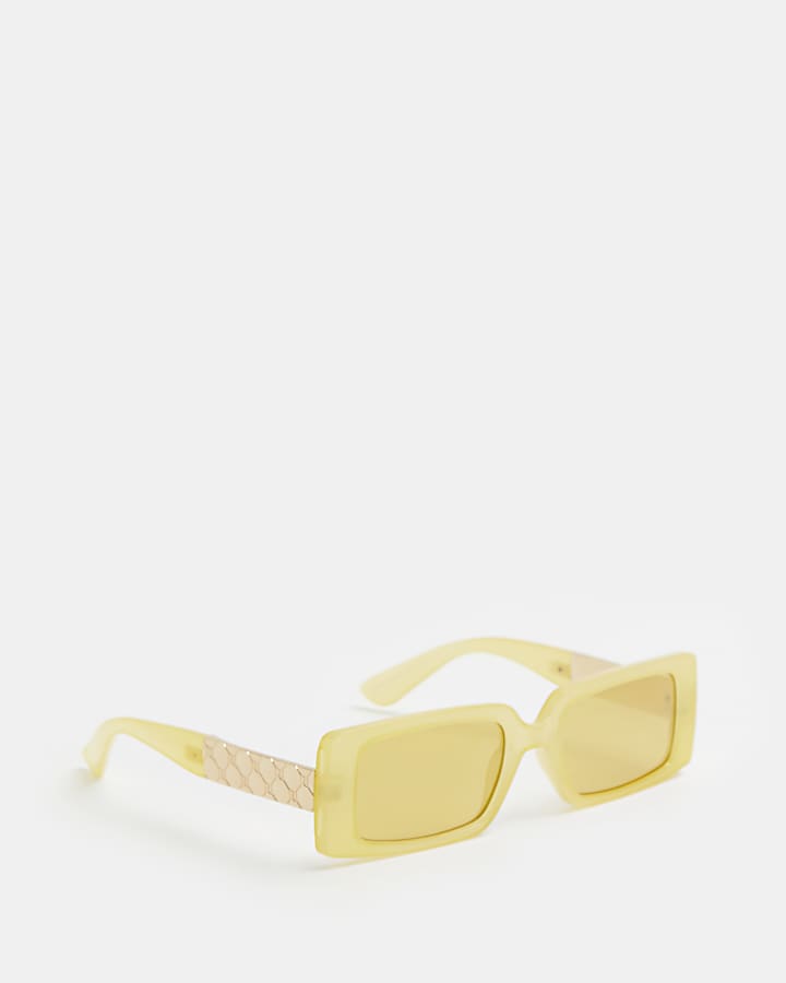 Yellow rectangular frame sunglasses