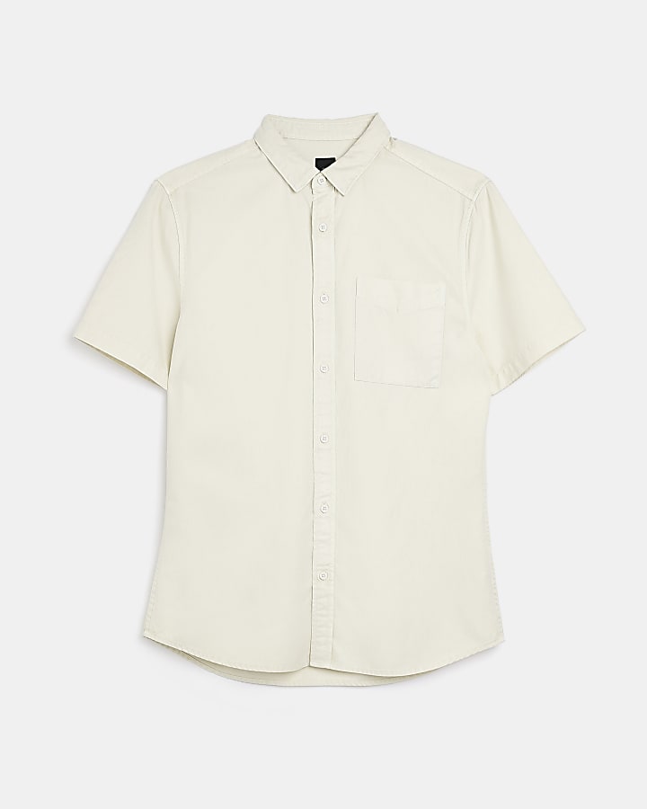Yellow Regular fit short sleeve Lyocell Shirt