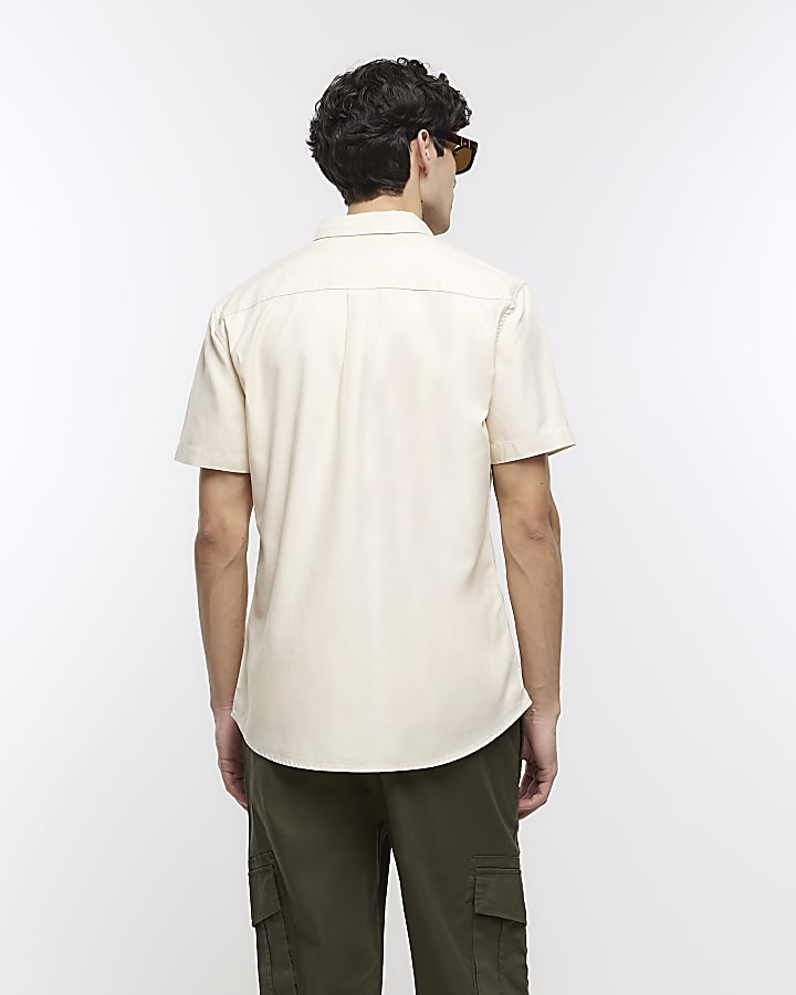 Yellow Regular fit short sleeve Lyocell Shirt