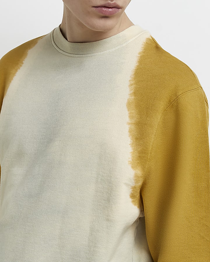 Yellow regular fit tie dye sweatshirt