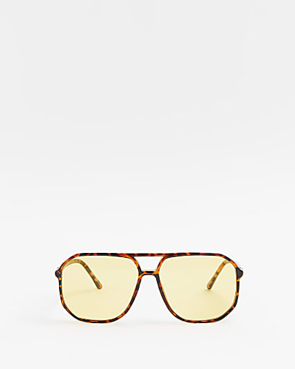 Yellow retro aviator sunglasses