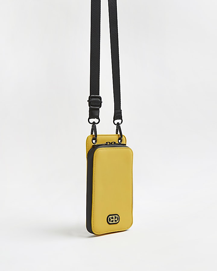 Yellow RI rubberised phone case lanyard
