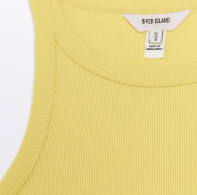 Yellow rib racer vest top River Island