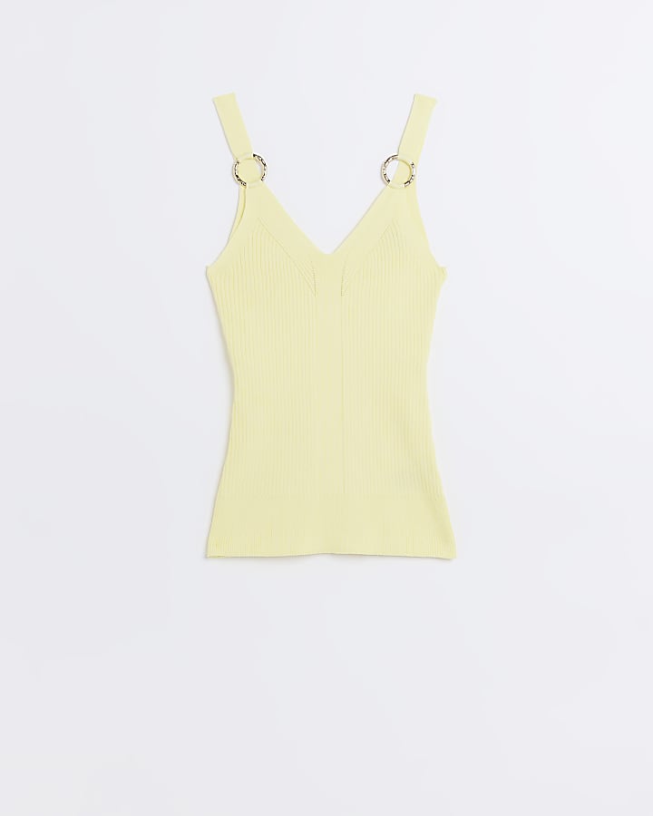 Yellow ribbed knitted vest
