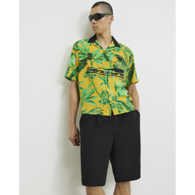Yellow Short Sleeve Hawaiian Football Shirt