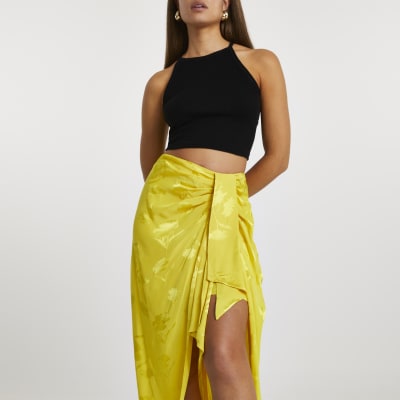 side knot tie midi skirt | River Island