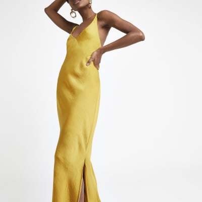 Yellow slip maxi dress