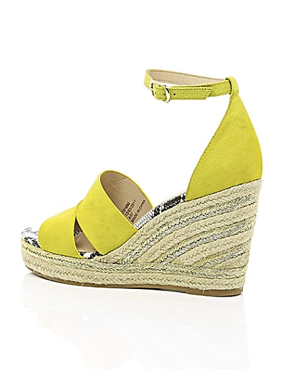360 degree animation of product Yellow strappy espadrille wedges frame-20