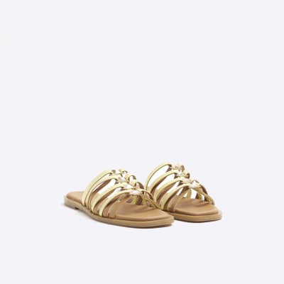 Yellow strappy hot sale flat sandals