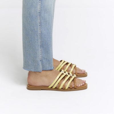 Yellow strappy sale flat sandals