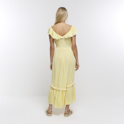 River island midi dress clearance with belt detail in yellow