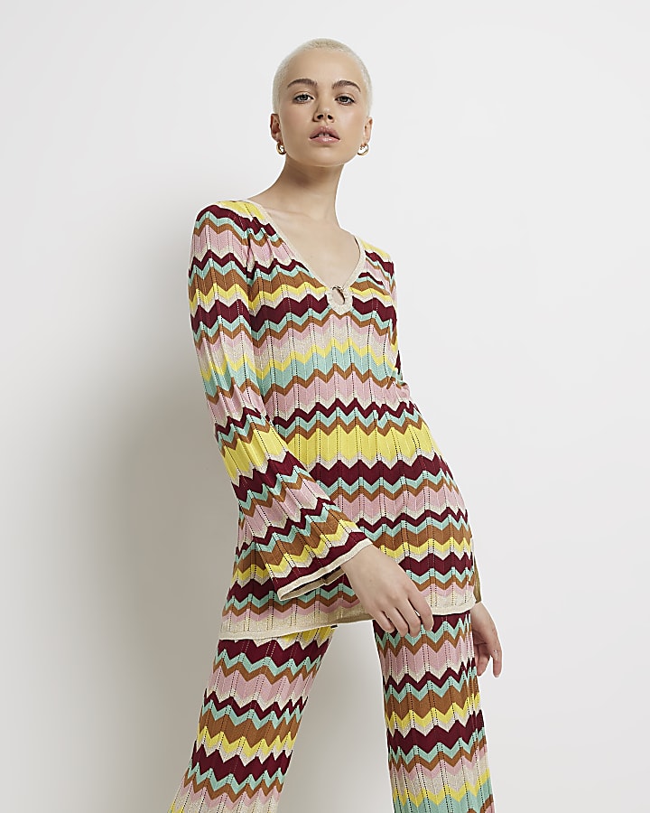 Yellow stripe knit top