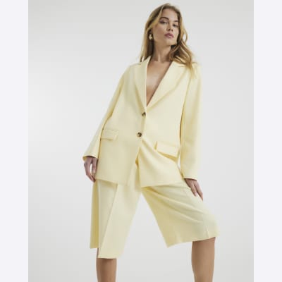 Oversized Blazer River Island Mustard Blazer Yellow Structured