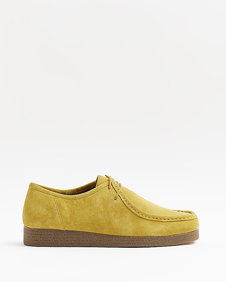 Yellow Suede Lace Up boat shoes
