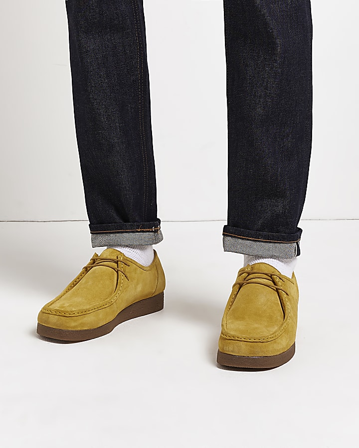 Yellow Suede Lace Up boat shoes