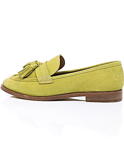 360 degree animation of product Yellow suede tassel loafers frame-21