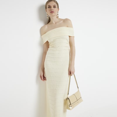 River island yellow bardot dress top