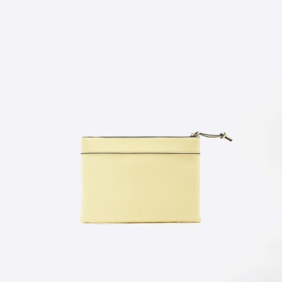 Yellow weave pouchette bag River Island