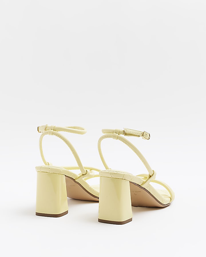 Yellow wide fit strappy heeled sandals