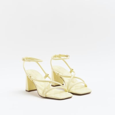 Yellow wide fit strappy heeled sandals River Island