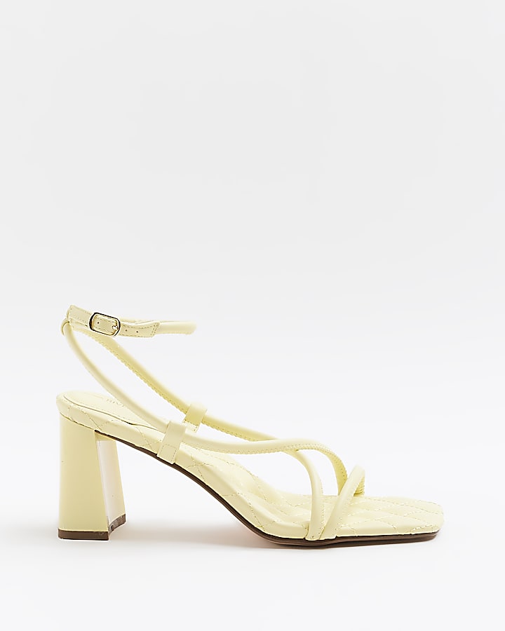 Yellow wide fit strappy heeled sandals