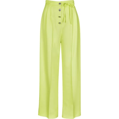 yellow wide leg trousers