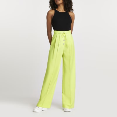 yellow wide leg trousers