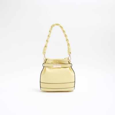 Yellow Woven Bucket Bag River Island