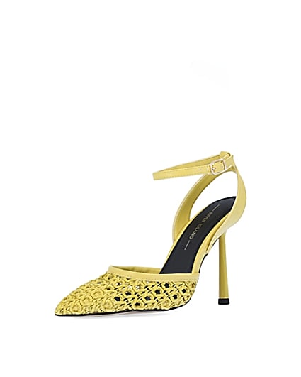 360 degree animation of product Yellow woven court shoes frame-1